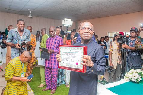 Photos Inec Presents Certificate Of Return To Abia Governor Elect Alex