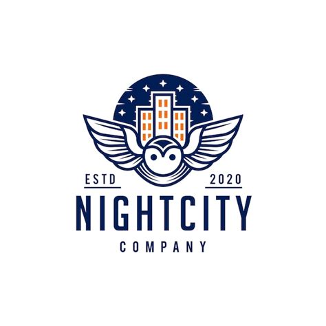 Premium Vector | Night owl city blue sky logo design