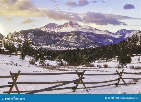 Longs Peak Mountain At Sunrise Viewed From Estes Park Colorado Royalty ...