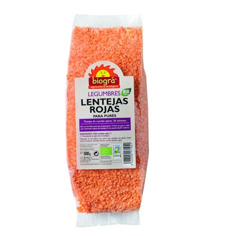 Lentejas Rojas 500g Biogra Bio 015395 legumbre La Dietética Barcelona