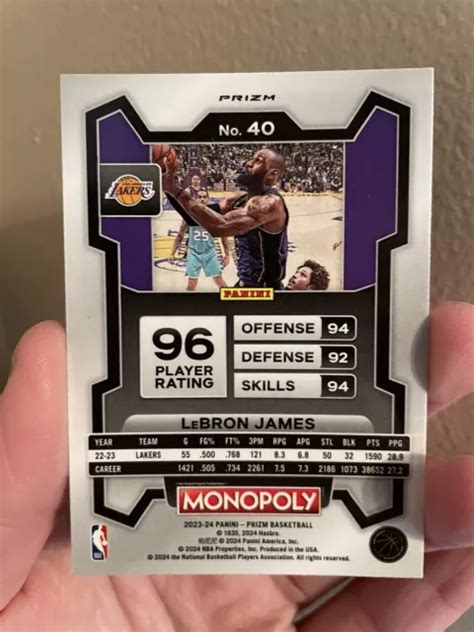 LEBRON JAMES 2023 24 Panini Monopoly Prizm 40 Viola Wave Prizm Lakers