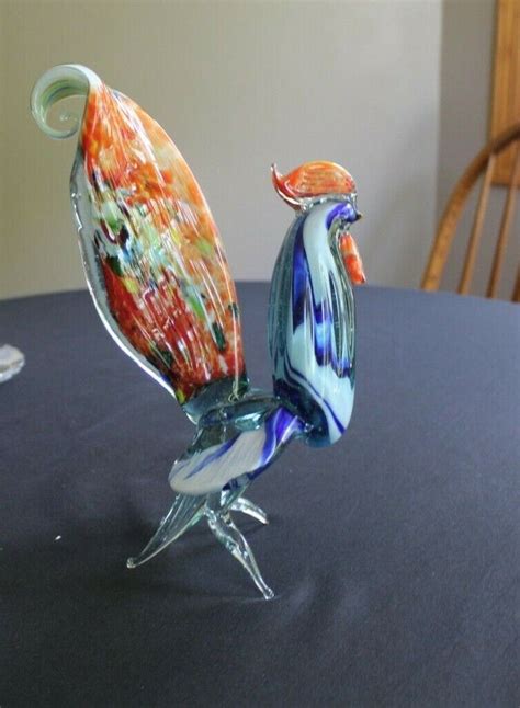 Vintage Murano Hand Blown Glass Art Rooster Chicken Figurine Sculpture