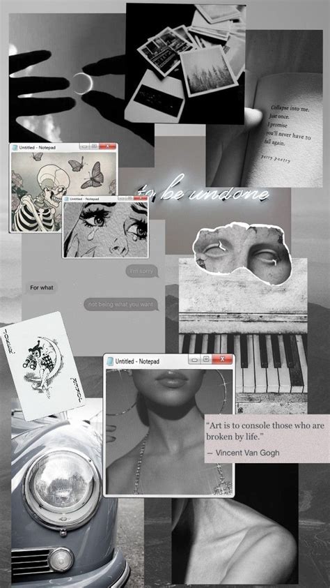 Aesthetic Collage Wallpaper Gray