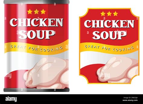 Chicken Soup in Food Can with Label Isolated illustration Stock Vector ...