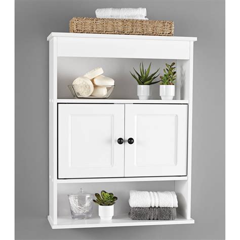 Bathroom Gorgeous White Cottage Style Bathroom Wall Cabinet Storage Shelf Double In With F