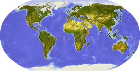 Globe Shaded Relief Centered On Africa Stock Illustration