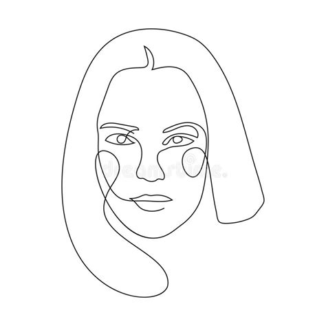 Desenho Do Rosto Abstrato De Uma Linha Estilo Minimalista Do Retrato