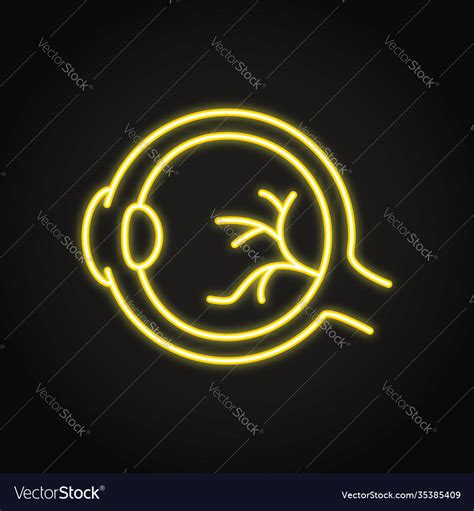 Neon Human Eyeball Icon In Line Style Royalty Free Vector