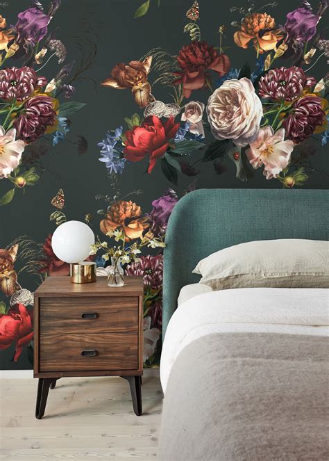 Large Dutch Floral Print Wallpaper for Modern Home Decor or Accent Wall