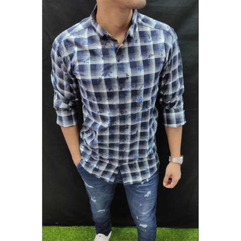 Collar Neck Men Slim Fit Check Shirt Machine Wash Hand Wash At Rs 250