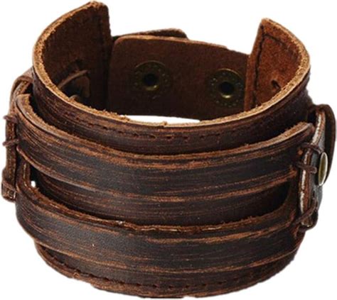 Amazon.com: Brown Leather Men's Cuff Bracelet: Clothing, Shoes & Jewelry