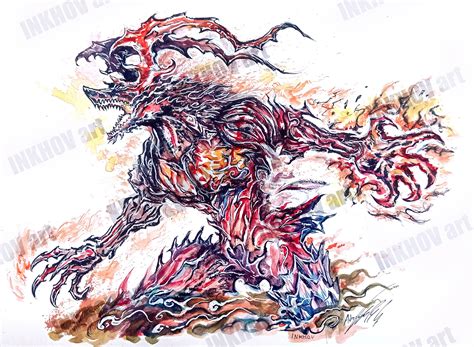 Final Fantasy Xvi Poster // Ifrit Art // Original Watercolor - Etsy Finland