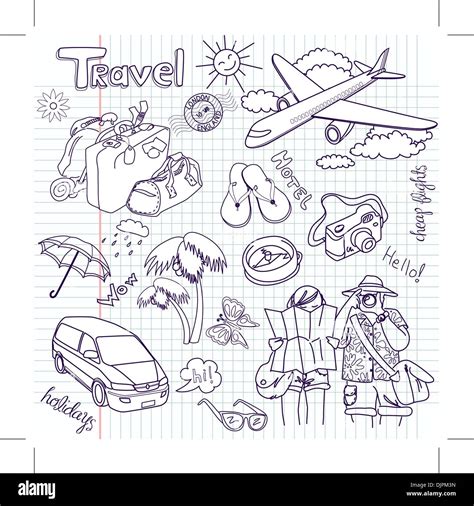 Hand Drawn Travel Doodles Vector Illustration Stock Vector Image Art