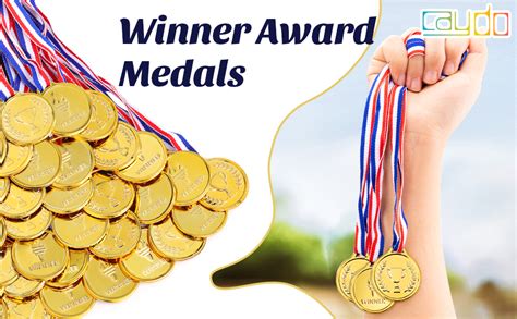 Caydo 72 Pieces Childrens Gold Plastic Winner Award Medals