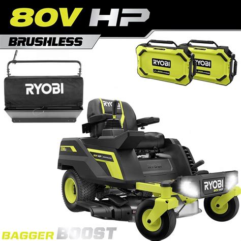 Ryobi 80v Hp Brushless 30 In Battery Electric Cordless Zero Turn Mower With 2 80v 10 Ah