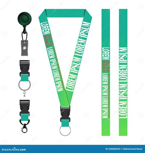 Green Lanyard Template Set stock vector. Illustration of backstage - 258086029