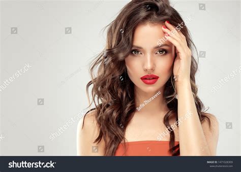 Beautiful Brunette Model Girl Long Curly Stock Photo Shutterstock