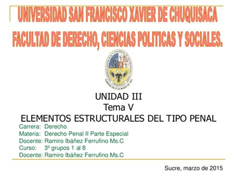 Pdf Unidad Iii Tema V Elementos Estructurales Del Tipo Penal