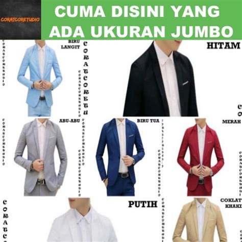 Jual Jas Jumbo Xl Blazer Tebal Pria Cowok Polos Kantor Kerja Formal