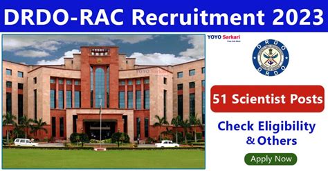 DRDO RAC Notification 2023 Opening For 51 Scientist Posts Apply