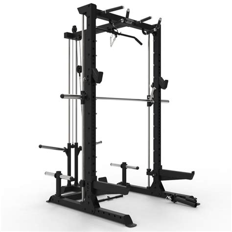 Commercial Half Rack With Smith And Lat Pull Down Low Row Strength