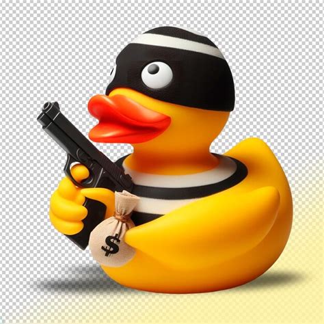 Premium Psd Psd Yellow Rubber Duck Criminal On A Transparent Background