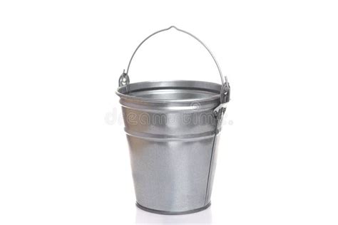 Empty Galvanized Steel Bucket On White Isolated Background Stock Image