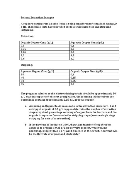 Solvent Extraction Example | PDF