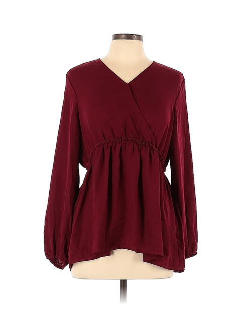 Dg 2 By Diane Gilman 100 Polyester Solid Maroon Burgundy Long Sleeve