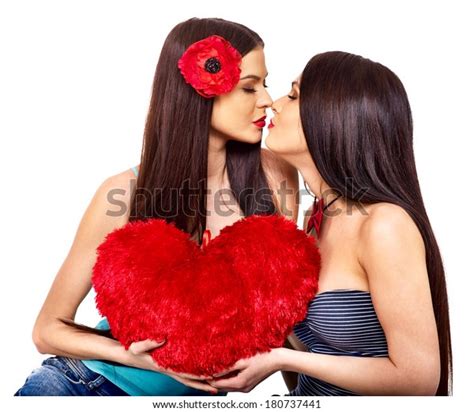 Two Beautiful Sexy Lesbian Women Kissing Stock Photo