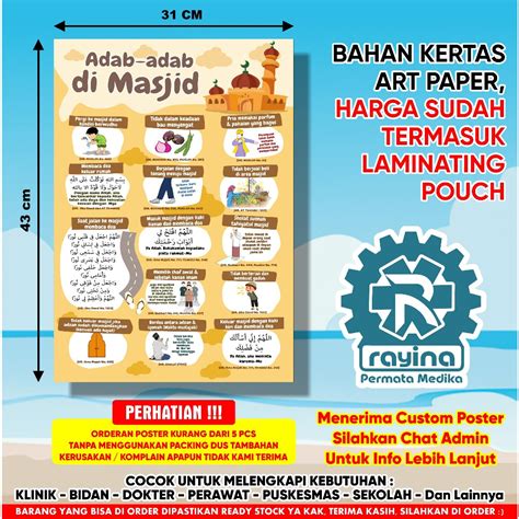 jual poster adab adab  masjid shopee indonesia