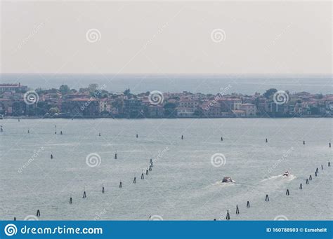 Aerial View Of Venice Lagoon And Lido Island Stock Image Image Of