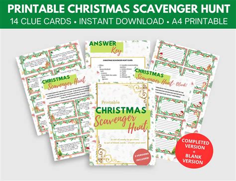 Christmas Scavenger Hunt Printable, Christmas Games Printable, Treasure Hunt for Kids - Etsy