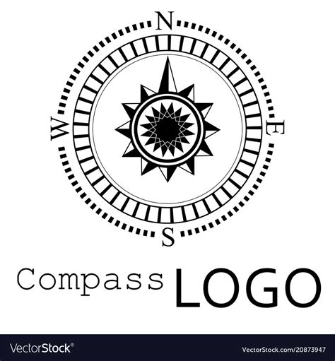 Black And White Compass Logo Icon Rose Royalty Free Vector