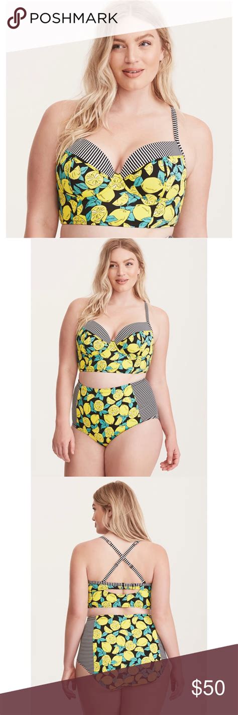 NWT Torrid Lemon Print Bikini Swim Top