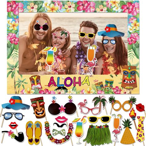 Buy HOWAF Luau Tropical Party Photo Booth Props Hawaiian Themed Pool