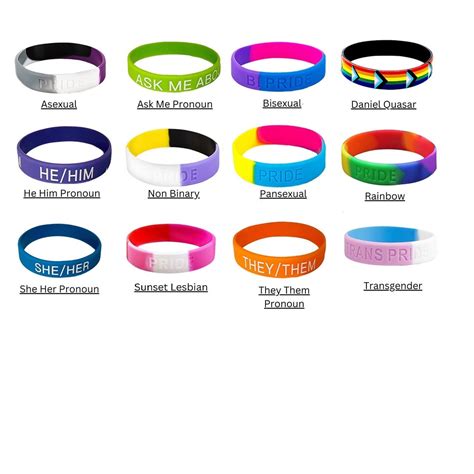 Gay Pride Silicone Wrist Band Bracelets LGBTQ Pride Pronoun Rainbow