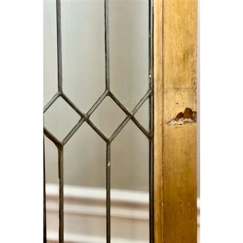 antique clear leaded glass window  wood frame chairish