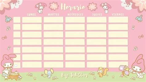 10 Plantillas De Horario Escolar De Hello Kitty Listas Para Imprimir Y