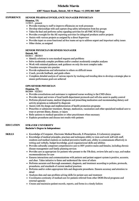 Senior Physician Resume Samples | Velvet Jobs