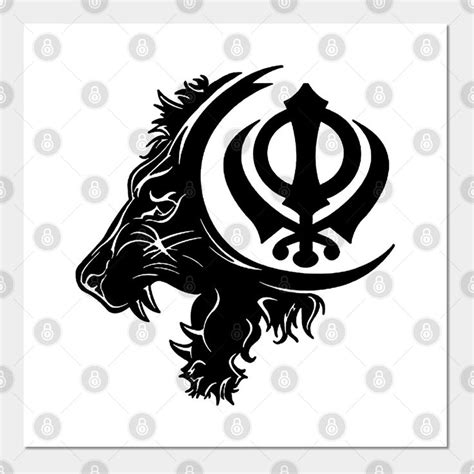 Sikh Lion Khanda Symbol By Simplydesi Art Prints Art Angel Tattoo