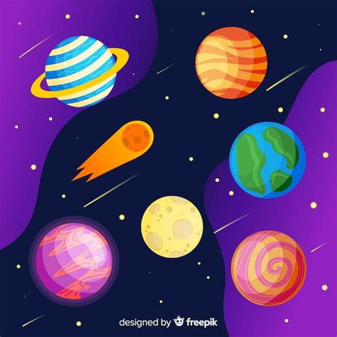 Pack De Pegatinas De Planetas Dibujados A Mano Vector Gratis