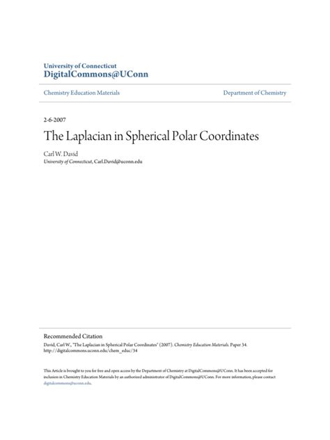 Laplacian in Spherical Polar Coordinates PDF | PDF | Coordinate System | Hamiltonian (Quantum ...