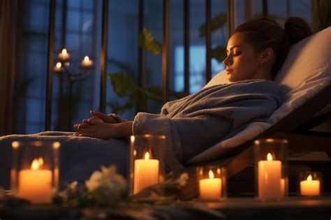 Premium Photo | Relaxing spa day scene with candles soothing Generative ai