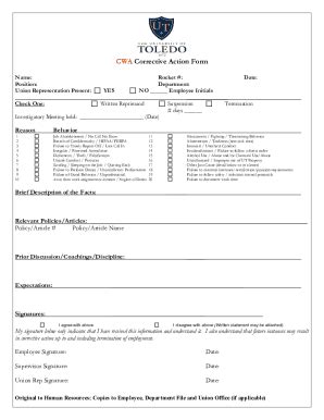 Fillable Online Cwa Sick Time Usage Corrective Action Form Fax Email