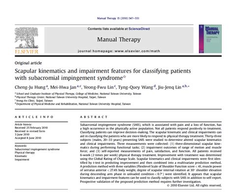 Shoulder Impingement Research Articles Motus Physical Therapy