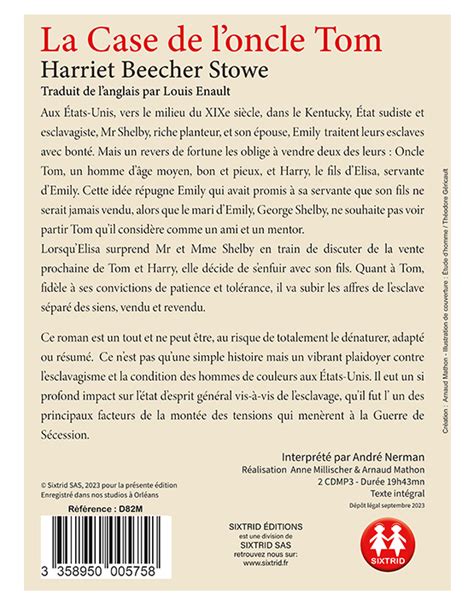 Livre Audio La Case De L Oncle Tom D Harriet Beecher Stowe Sixtrid