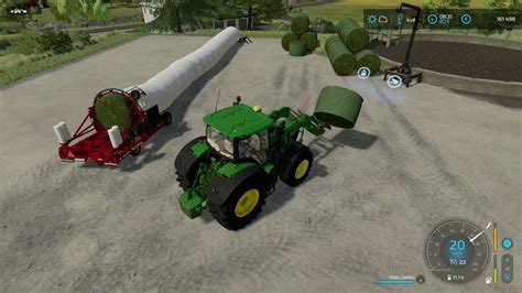 Farming Simulator 22 Alpine map obaľovanie 180 cm balíkov gras bales