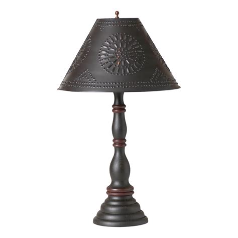 Irvin S Tinware Davenport Wood Table Lamp In Rustic Black With Metal