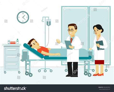 Happy Patient In Hospital Cartoon